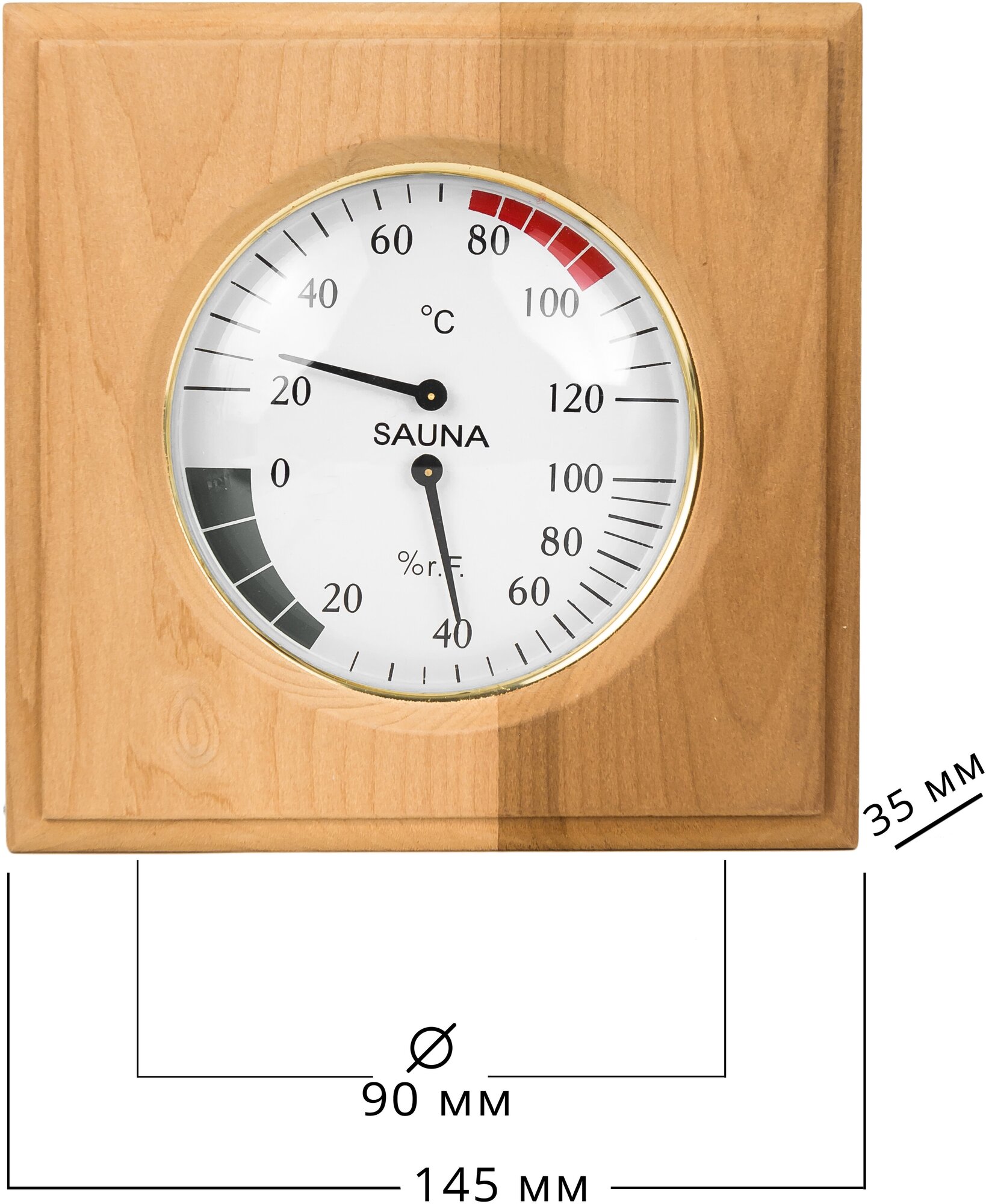 Термогигрометр для бани и сауны, квадрат ТН-11Т