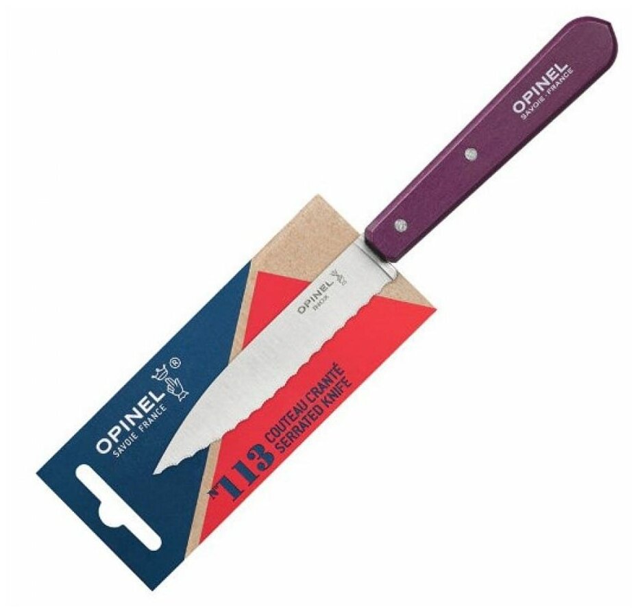 Opinel Нож столовый №113 inox блистер деревянная рукоять (Purple) (001919)