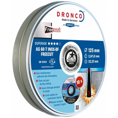 Диск отрезной по нержавейке InoxFre AS60 BOX-10 125x2/1x22,23 Dronco 6900947100