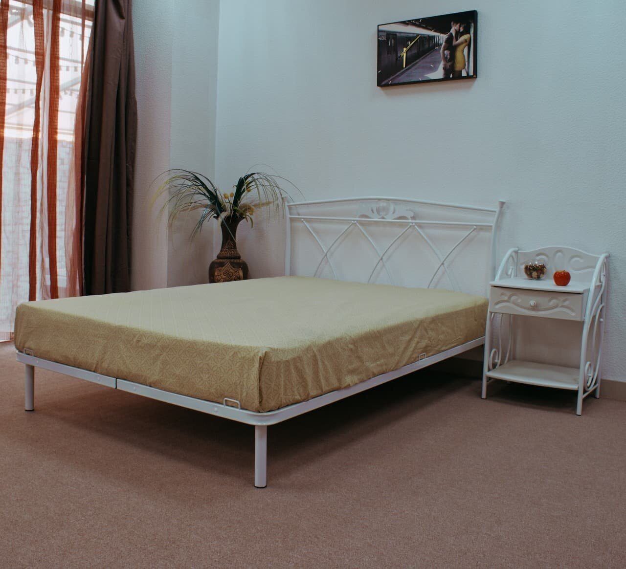 Кровать двуспальная Элеонора Поллет 140*200 см железная прочная белая