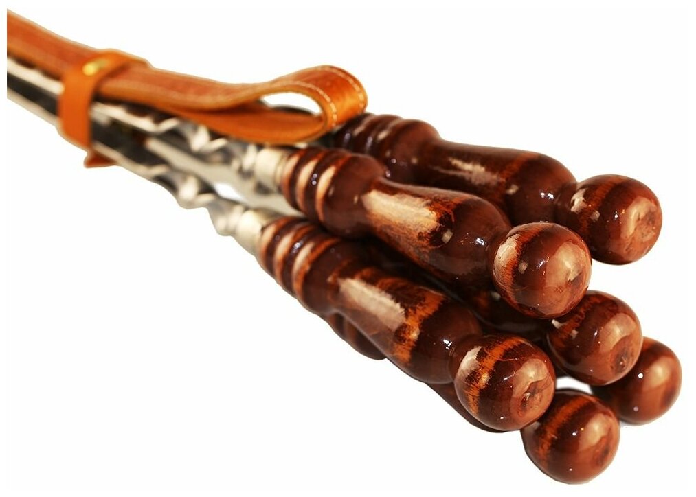 Колчан кожаный - 6 шампуров с деревянной ручкой для баранины 10 мм - 50 см - фотография № 2