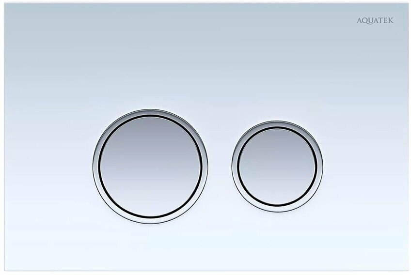 фото Клавиша смыва Aquatek Evolution двойной смыв, клавиши круглые, белое стекло/ободок хром KDI-0000028