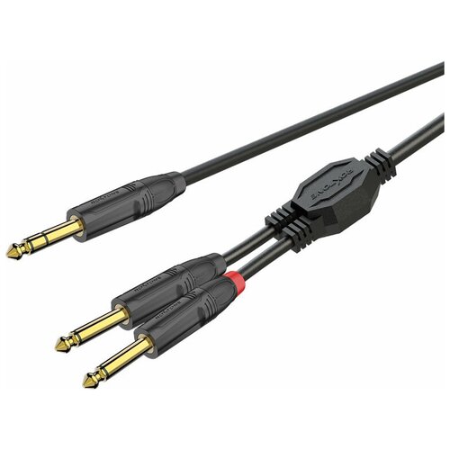 roxtone gptc160 1 аудио кабель ROXTONE GPTC130/1 Аудио-кабель, 5,5mm, 6,3mm stereo Jack -2x6,3mm mono Jack, цвет черный, 1 м