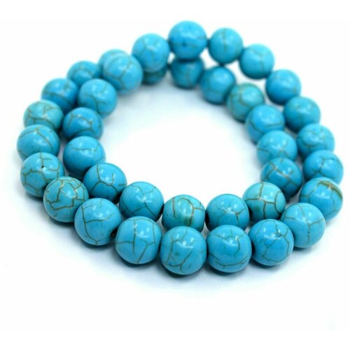 фото Handinsilver ( посеребриручку ) браслет-четки из глянцевой светло-синей бирюзы 10мм. длина изделия 38см