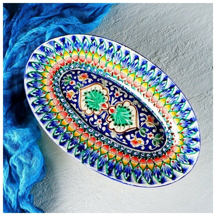 фото Блюдо овальное Риштанская Керамика 34x21см