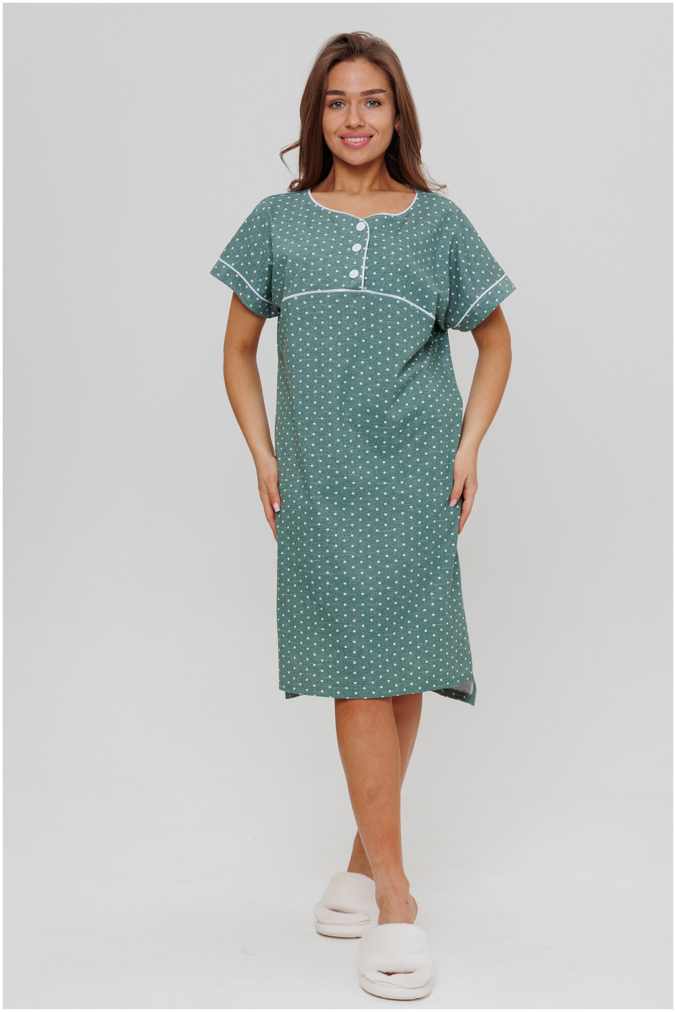 Платье-туника домашнее Modellini 1702/4 зеленый, 50 размер - фотография № 3