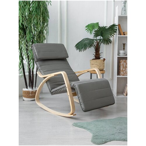 Кресло-качалка, ILO Home, модель икеа, 64х88х108(ШxВxГ), серый, текстиль, с подлокотниками