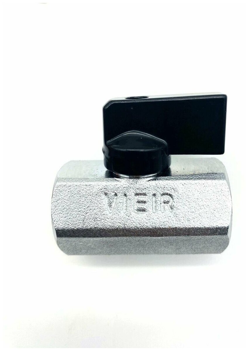 Кран шаровый мини 1/2' В/В никель черная ручка ViEiR арт. VR170