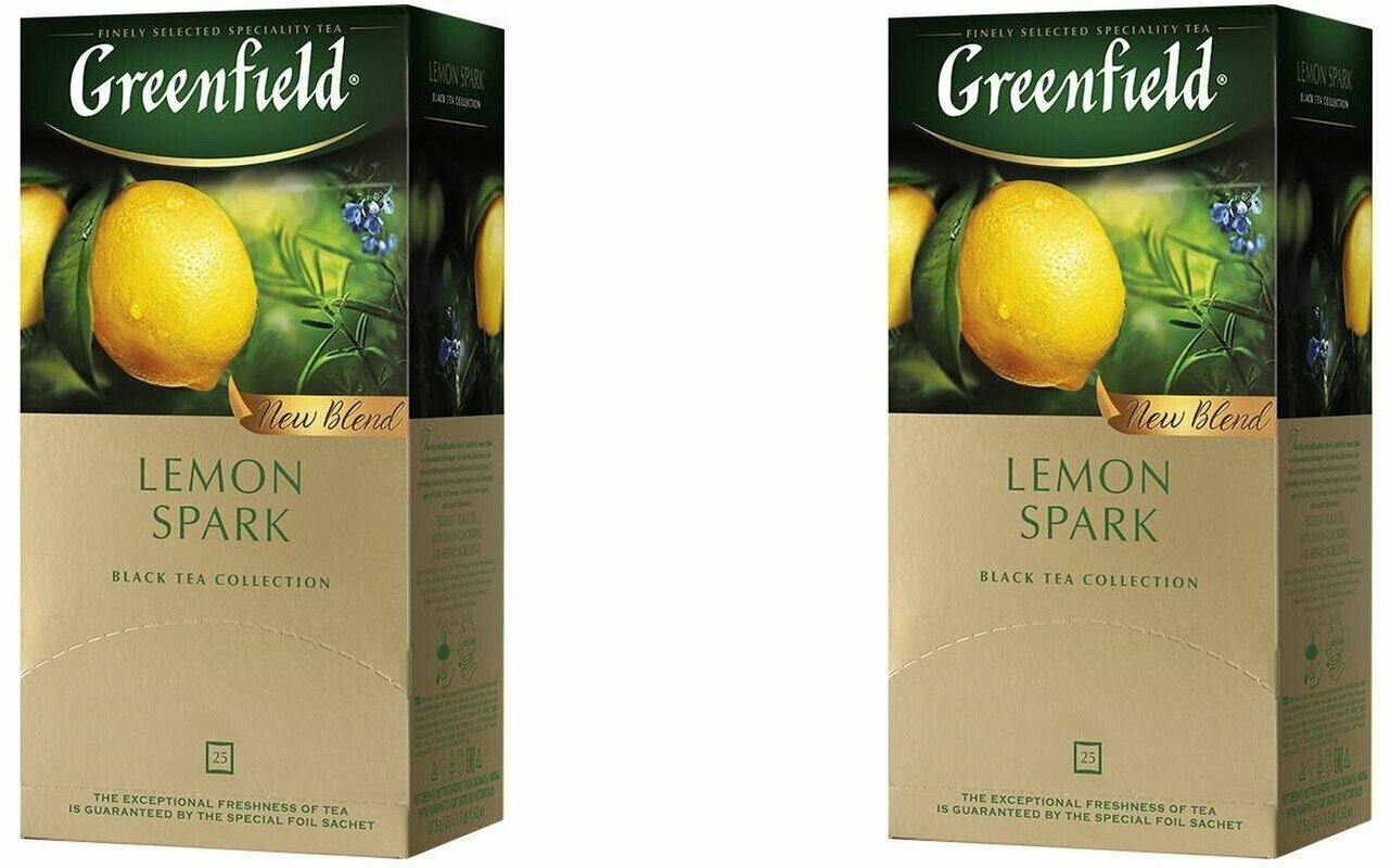 Greenfield Чай в пакетиках Lemon Spark Лимон, черный, 25 пакетиков, 2 шт - фотография № 2