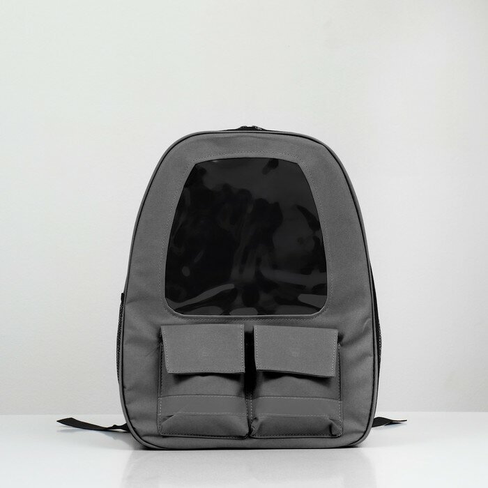 Рюкзак для переноски животных с окном для обзора ТероПром 9208849, серый