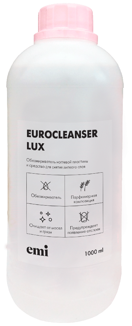 Eurocleanser LUX: обезжириватель ногтевой пластины и средство для снятия липкого слоя 1000 мл.