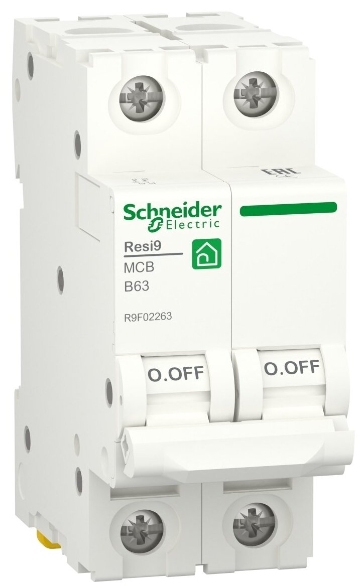 Автоматический выключатель (АВ) B 63А 2P 6000A Resi9 Schneider Electric R9F02263