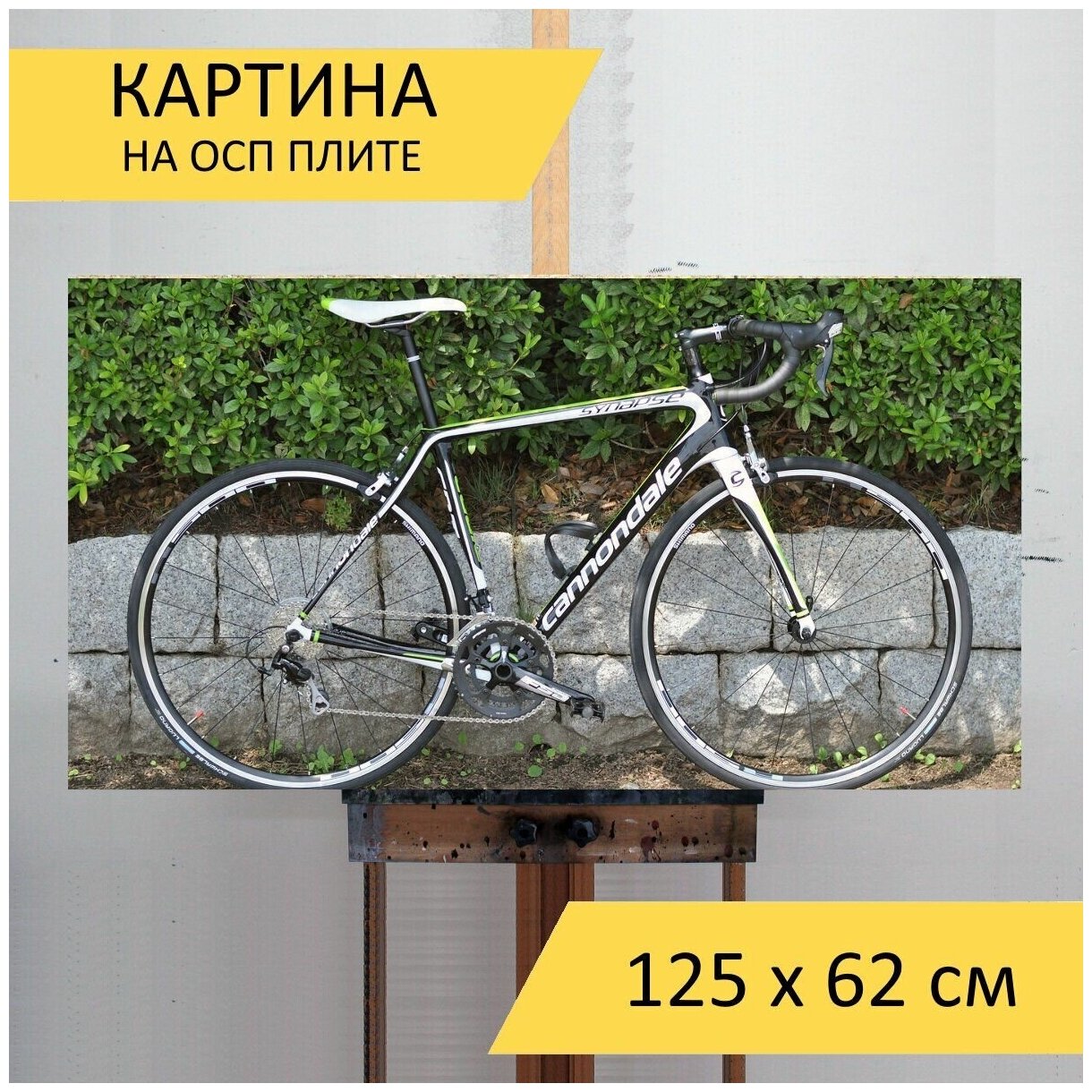 Картина на ОСП "Cannondale, велосипед, шоссейный велосипед", 125 x 62 см