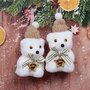 Новогодние украшения игрушки на елку, елочные игрушки набор Медвежонок (2 шт) 7х13,5 см, золото
