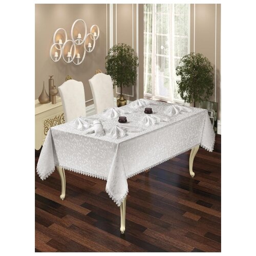 фото Скатерть do&co с гипюром (8 салф.) lux kdk, белый ; размер:160 х 220 do & co