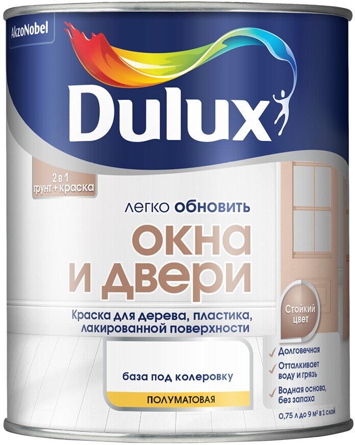 Краска Dulux Окна и Двери белая основа BW 0,75 л