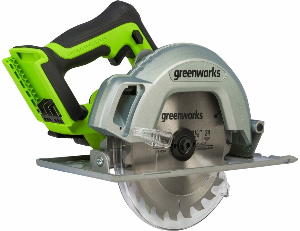 Циркулярная мини пила аккумуляторная Greenworks G24MCS, 24V, бесщеточная, без АКБ и ЗУ