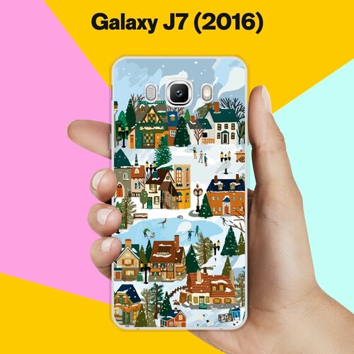 Силиконовый чехол на Samsung Galaxy J7 (2016) Зимний пейзаж / для Самсунг Галакси Джей 7 (2016) матовый силиконовый чехол дед мороз в венке на samsung galaxy j7 2016 самсунг галакси джей 7 2016