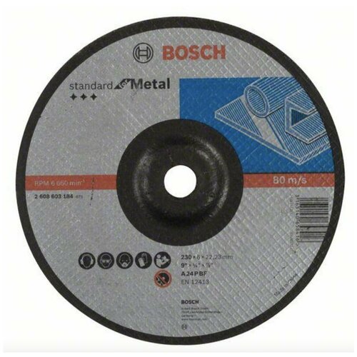 Обдирочный круг Bosch Standard по металлу 10 шт, вогнутый, диаметр 230 мм, 2.608.603.184 abraflex круг обдирочный по металлу нерж 125x6х22 а125602223i