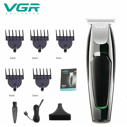 Машинка для стрижки волос профессиональная Триммер для бороды VGR 5 насадок беспроводная USB зарядка 177300₽