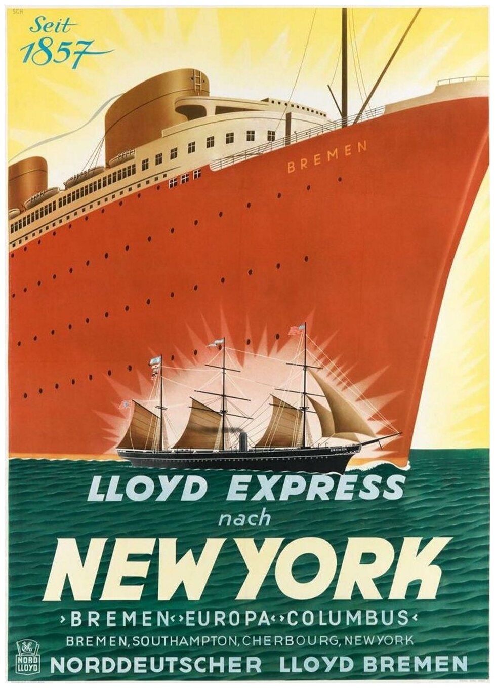 Корабли - Корабль Bremen Lloyd express nach New York