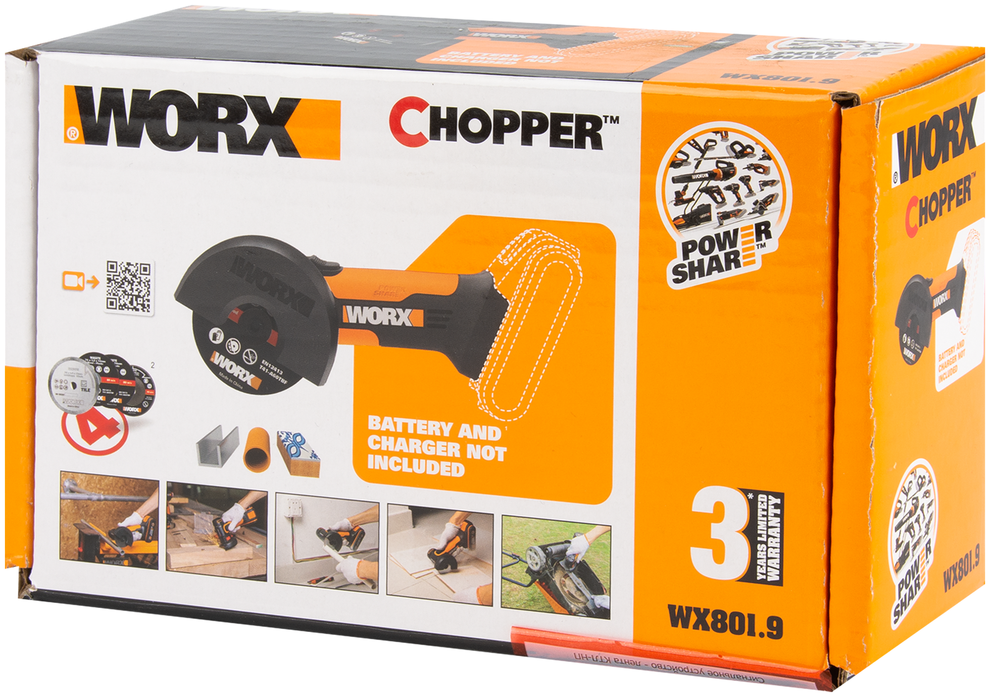 Угловая шлифмашина (болгарка) WORX WX801.9 20V 76мм аккумуляторная без батареи и зарядки - фотография № 8