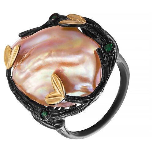 фото Кольцо из серебра 925 пробы с барочным жемчугом и кубическим цирконием sr1822_ko_wb_002_bj element47