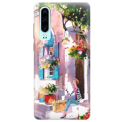 Cиликоновый прозрачный чехол ArtColor для Huawei P30 с принтом Девочка на цветущей улочке cиликоновый прозрачный чехол artcolor для samsung galaxy a10 с принтом девочка на цветущей улочке