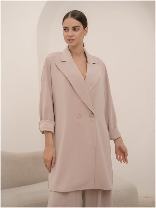 Пиджак Модный Дом Виктории Тишиной, удлиненный, оверсайз, размер S, розовый
