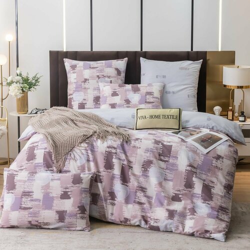 Комплект постельного белья 2 Спальный, Сатин Люкс, Простынь на резинке 180x200x25, 2 Наволочки, VIVA HOME TEXTILE, AR325