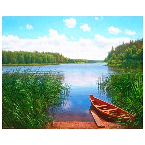 картина по номерам зеркальное озеро 40x50 см Картина по номерам Тихое озеро, 40x50 см