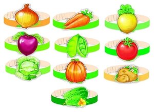 Комплект масок ободков Овощи 10 видов КМА-9867 0+