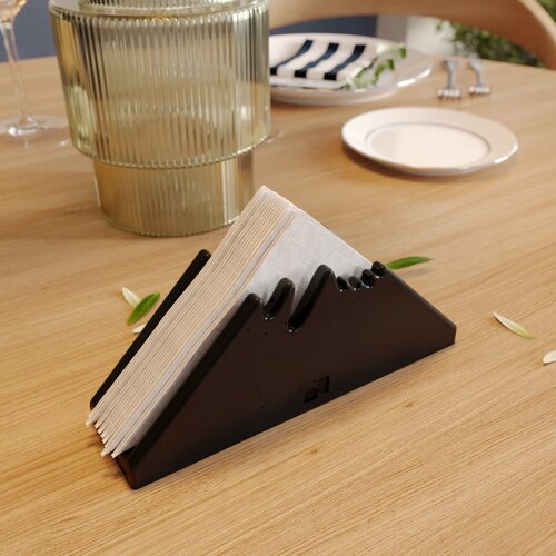 Салфетница на стол для кухни аксессуар интерьерный для сервировки Basel арт бетон глянцевая черная 1090₽