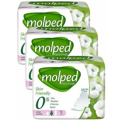 KG5055517-3шт, Гигиенические прокладки Molped Pure&Soft Long, 7 шт/уп