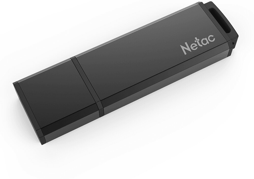 Флеш Диск Netac U351 64Gb , USB2.0, с колпачком, металлическая чёрная
