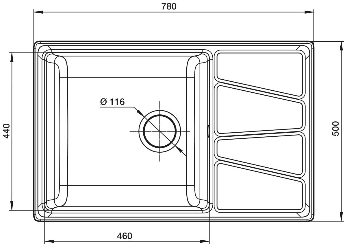 GF-V-780L квадрат 780*500 мм серый - фотография № 3