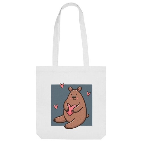 Сумка шоппер Us Basic, белый сумка милый медведь с сердечком любовь красный