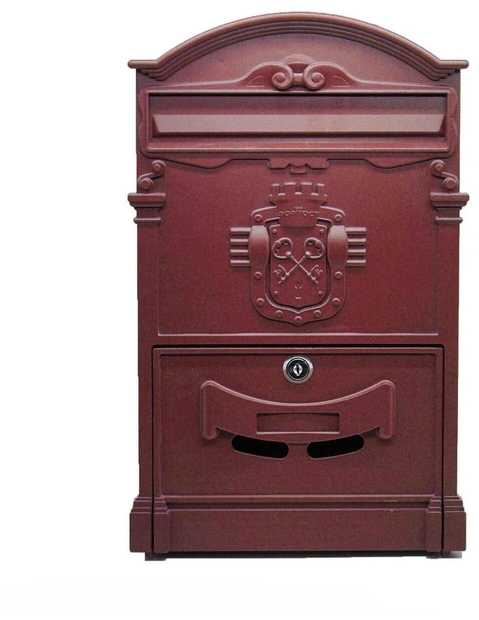 Почтовый ящик "Ключики" цвет: красное вино/ почтовый ящик металлический/ почтовый ящик с замком/ ящик почтовый/ почтовый ящик с замком уличный - фотография № 2