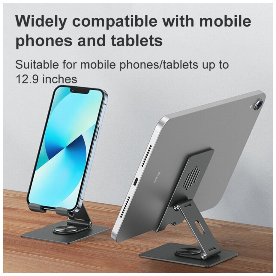 Подставка для планшета поворотная WiWU ZM106 Desktop Rotation Stand For Tablet up to 129 inch Space Gray