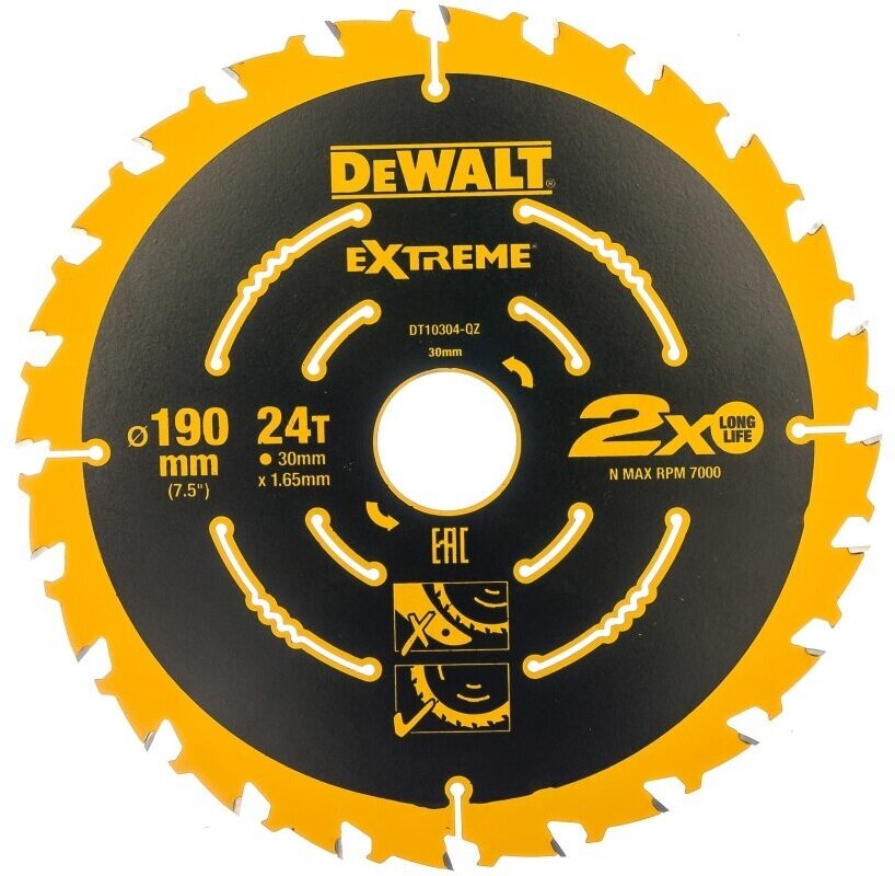 Диск пильный DeWalt твердосплавный 190х30 мм, 24 зуба CONSTRUCTION DT10304 - фотография № 5