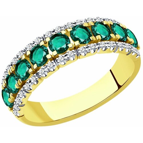 Кольцо SOKOLOV, желтое золото, 585 проба, размер 17 кольцо из золота с бриллиантами и изумрудами