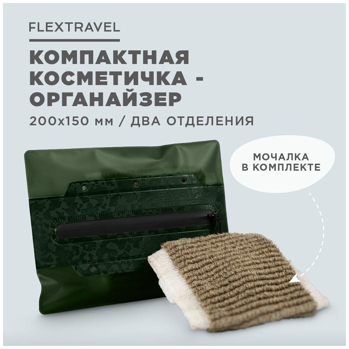 фото Косметичка дорожная в комплекте с мочалкой FlexTravel