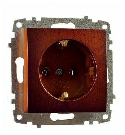 фото Розетка В Рамку Одинарная с Заземлением Красное дерево IP20 16А 250В Zena Vega EL-BI арт. 609-012900-217