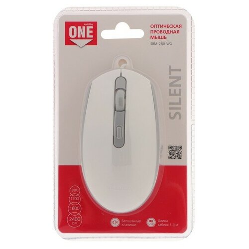 Мышь Smartbuy ONE 280-W проводная оптическая 2400 dpi USB белая 66200₽