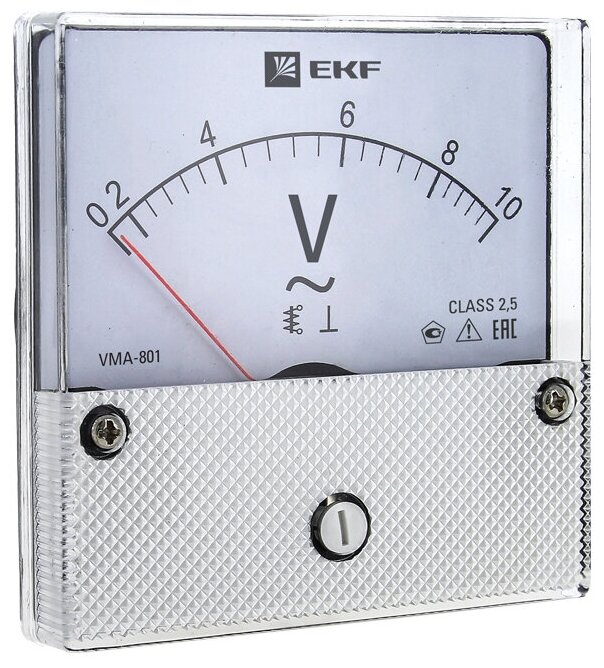 Вольтметр VM-A801 аналоговый на панель 80х80 (круглый вырез) 500В прямое подключение | код. vma-801-500 | EKF ( 1шт. )