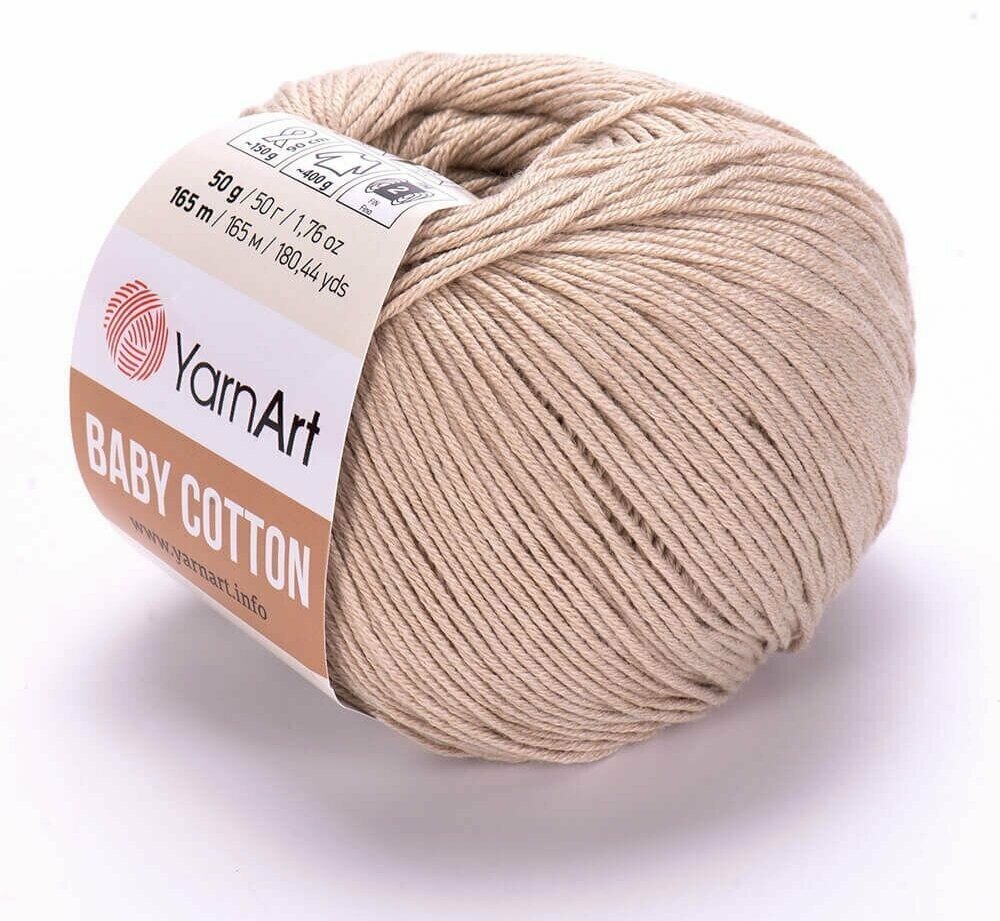 фото Пряжа для вязания YarnArt Baby Cotton (Бэби Коттон) - 1 моток 403 светло-бежевый, для детских вещей и амигуруми, 50% хлопок, 50% акрил, 165 м/50 г