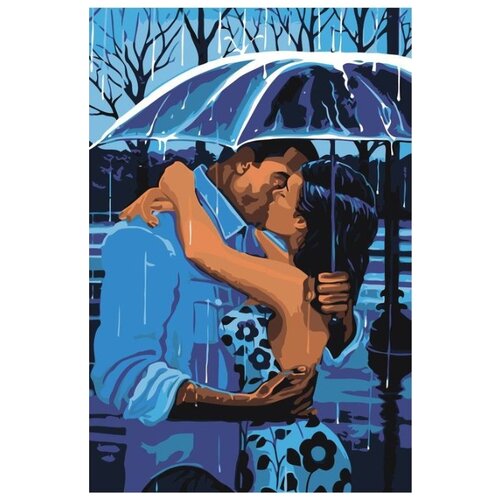 картина по номерам свидание под дождём 40x60 см Картина по номерам Свидание под дождём, 40x60 см