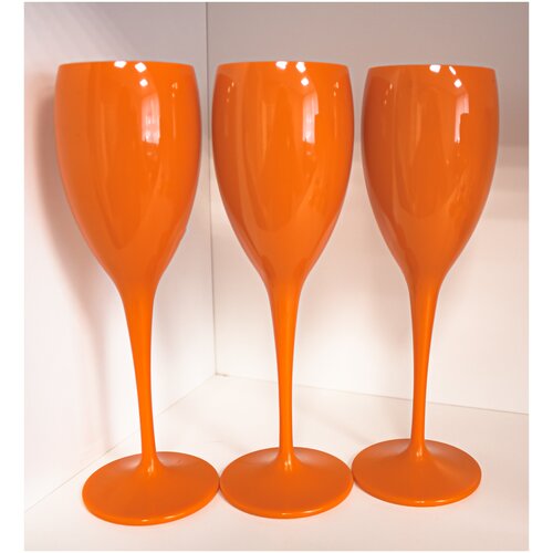 Многоразовые пластиковые бокалы для шампанского Nipco из поликарбоната. Оранжевые 3 штуки