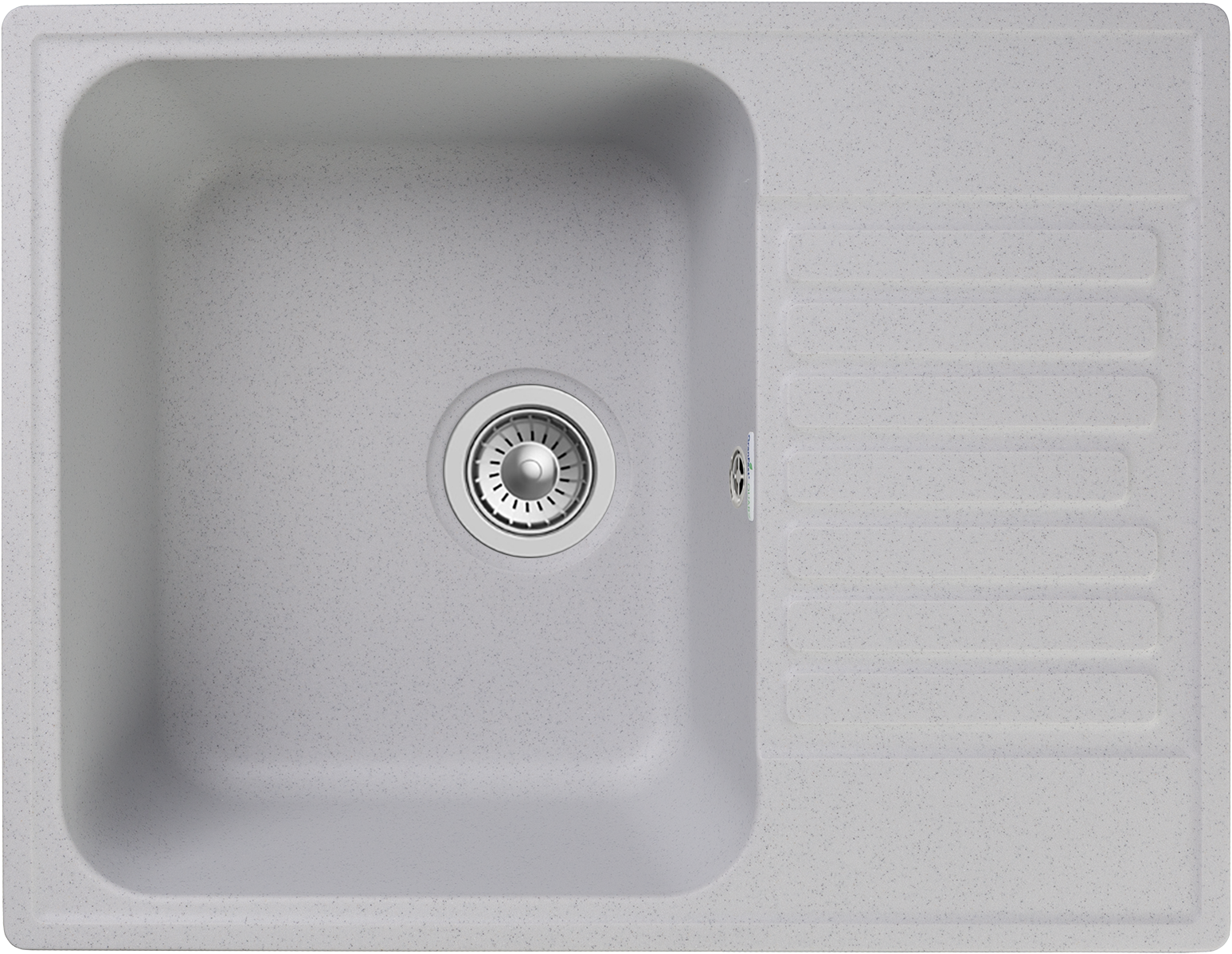 Мойка для кухни врезная каменная GranFest Quarz GF-Z13, цвет серый, с крылом, прямоугольная, 618х477х180 мм