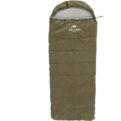 Спальник Naturehike New Envelope Cotton Sleeping Bag With Hood U350 зеленый левосторонний